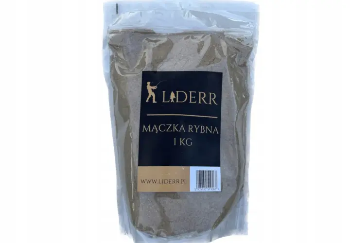 Opakowanie mączki rybnej 1 kg LADER. Idealna do zanęt wędkarskich, przyciąga ryby z daleka.
